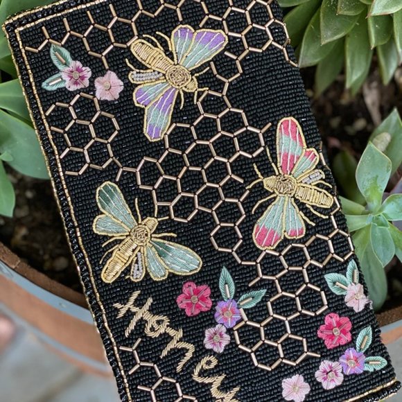 NWT New Mary Frances Honey Bee Beaded Crossbody Clutch Handbag Retire Rare